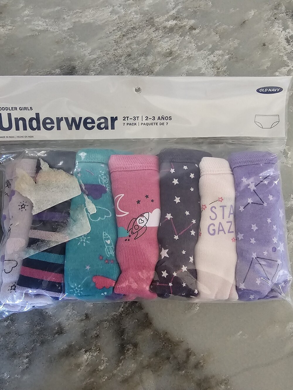 NWT Old Navy Toddler Girls Underwear 7-Pack Size 2T-3T Space Galaxy Constellatio